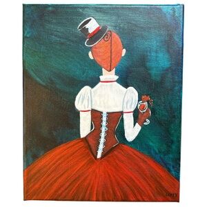 The Scarlet Waltz – Original 8x10 Gothic Victorian Acrylic Painting
